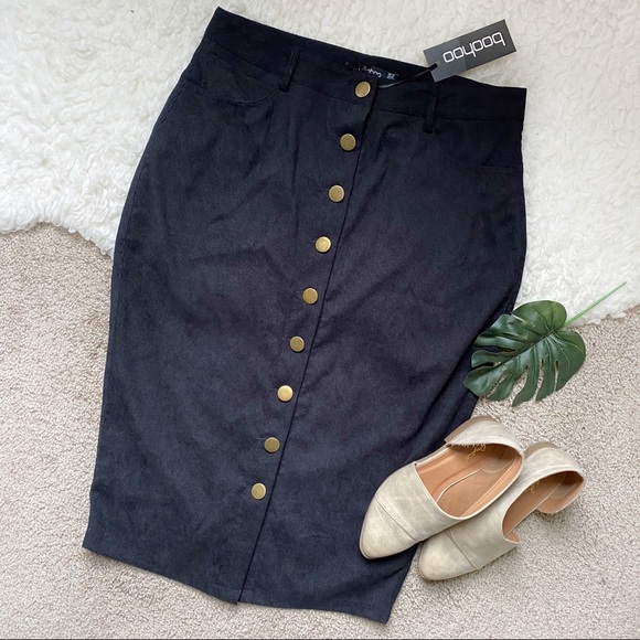 Corduroy Button Front Skirt - Picture 1 of 8